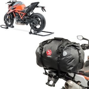 Set: Einarm Montageständer Set für KTM 1290 Super Duke/ R 14-21 + Hecktasche Drybag XF60 Wasserdicht Volumen 60l_1