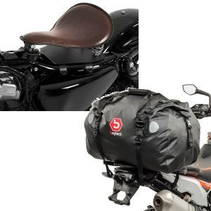 Set: Solo Federsattel mit Grundplatte SG10 braun + Hecktasche Drybag XF60 Wasserdicht Volumen 60l