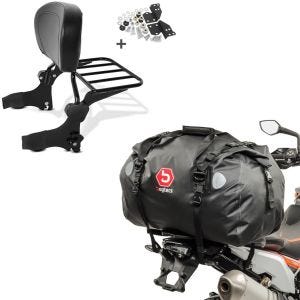Set: Sissy Bar + Gepäckträger für Harley- Electra Glide Standard 97-08 + Hecktasche Drybag XF60 Wasserdicht Volumen 60l_1