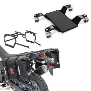 Set: Sacoches cavalières Set WP8 compatible avec Yamaha Tenere 700 19-24 avec supports + Chariot Range pour béquille centrale Mover II, max. 320 kg, noir