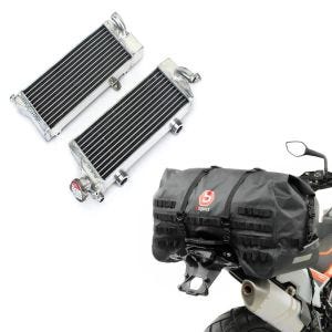 Set: Kühler Radiator passend für KTM EXC 125 / 200 / 250 / 300 2-Takt 2008-2015 + Hecktasche SX70 70Ltr wasserdicht in schwarz