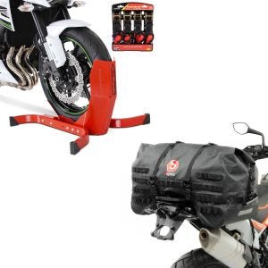 Set: Easy Plus rot - Motorradwippe inklusive 4-fach Spanngurt-Set + Hecktasche SX70 70Ltr wasserdicht in schwarz_1