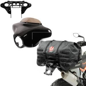 Set: Batwing Verkleidung Komplettset für Harley Touring 1996-2013 + Hecktasche SX70 70Ltr wasserdicht in schwarz_1