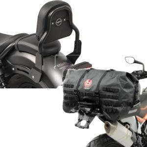 Set: Sissy Bar XS3 für Honda Rebel 500 17-21 schwarz + Hecktasche SX70 70Ltr wasserdicht in schwarz_1