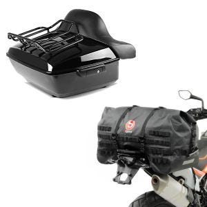 Set: Topcase King NLB passend für Harley Davidson Touring 14-22  Craftride + Motorrad Hecktasche Bagtecs SX70 70Ltr wasserdicht in schwarz