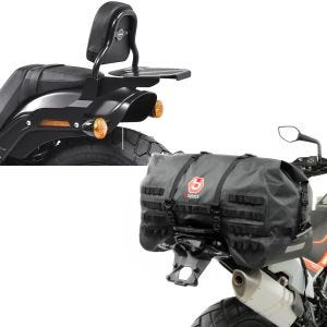 Set: Sissy Bar CSS Fix für Harley Fat Bob / 114 18-21 mit Gepäckträger + Hecktasche SX70 70Ltr wasserdicht in schwarz_1