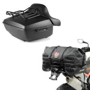 Set: Topcase King NHM für Harley Softail / Sport Glide schwarz + Hecktasche SX70 70Ltr wasserdicht in schwarz_1