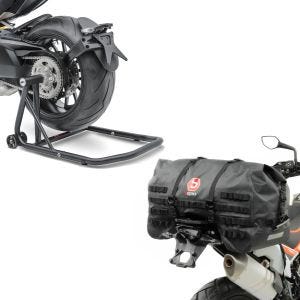 Set: Béquille d'atelier monobras compatible avec KTM 1290 Super Duke / R 14-23 -Classic Constands + Moto Sacoche de Selle arrière SX70 70Ltr etanche en noir