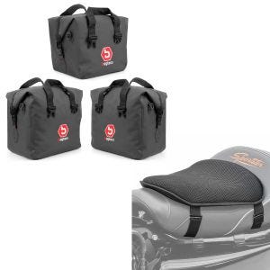 Set: Innentaschen für Aluminium Koffer passend für BMW R 1250 GS / Adventure 19-24 + Gel Sitzkissen M Universal Komfortkissen schwarz