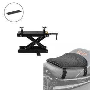 Set: Hebebühne Mini-Lift Scherenheber inkl. Gummimatte bis 500kg in schwarz + Gel Sitzkissen M Universal Komfortkissen schwarz_1