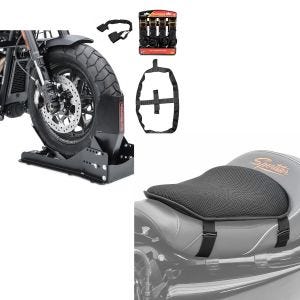 Set: Set SW15 Motorradwippe Easy Vario Fix und Fixiergurte Set schwarz + Gel Sitzkissen M Universal Komfortkissen schwarz_1