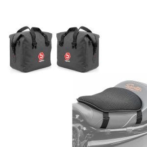 Set: Aluminium Koffer Innentasche passend für BMW R 1250 GS / Adventure 19-24 + Gel Sitzkissen M Universal Komfortkissen schwarz