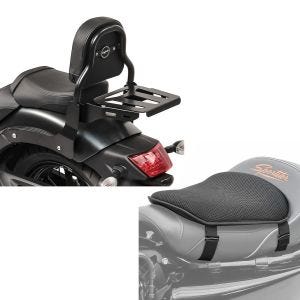 Set: Sissy Bar XS3 für Kawasaki Vulcan S / Café 15-20 mit Gepäckträger + Gel Sitzkissen M Universal Komfortkissen schwarz_1