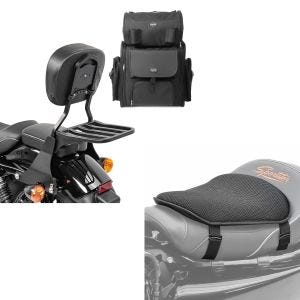Set: Sissy Bar SB1 + sacoche arrière compatible avec chopper / custombikes 883 Iron 09-20 Craftride porte-bagages detachable noir + Gel coussin de selle Tourtecs M Universal Coussin confort noir