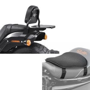 Set: Sissy Bar CSS Fix passend für Harley Davidson Fat Bob / 114 18-24 mit Gepäckträger schwarz Craftride + Gel Sitzkissen M Tourtecs Universal Komfortkissen schwarz