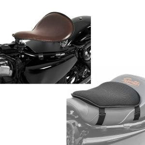 Set: Solo Federsattel mit Grundplatte SG10 braun + Gel Sitzkissen M Universal Komfortkissen schwarz