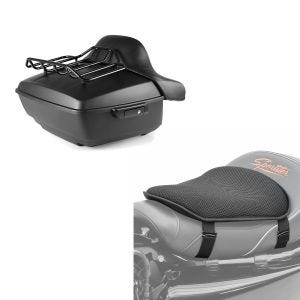 Set: Topcase King NHM für Harley Softail / Sport Glide schwarz + Gel Sitzkissen M Universal Komfortkissen schwarz_1