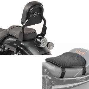 Set: Sissy Bar XS3 compatible avec Yamaha XV 950/R 14-20 noir + Gel coussin de selle Tourtecs M Universal Coussin confort noir