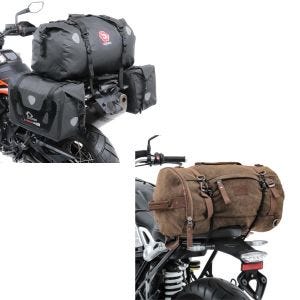 Set: Satteltaschen mit Hecktasche RB25 + XF60 Drybag Vol. 110L + Hecktasche Vintage 35L Canvas Rucksack Gepäckrolle braun_1