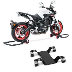 Set: Montageständer Set Falcone Motorradständer vorne und hinten + Rangierhilfe für Hauptständer Easy Mover III bis 400kg in schwarz_1