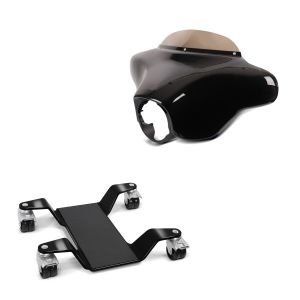 Set: Batwing Verkleidung mit Windschutzscheibe für Harley Touring 96-13 + Rangierhilfe für Hauptständer Easy Mover III bis 400kg in schwarz_1
