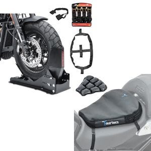 Set: Set SW15 Motorradwippe Easy Vario Fix und Fixiergurte Set schwarz + Luftkissen Air Deluxe M Komfort Sitzkissen in schwarz_1