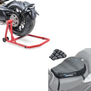 Set: Einarmständer KTM 1290 Super Duke / R 14-21 Montageständer Single + Luftkissen Air Deluxe M Komfort Sitzkissen in schwarz_1