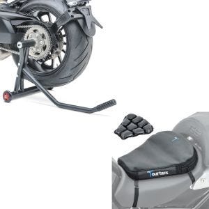 Set: Einarmständer KTM 1290 Super Duke / R 14-21 Montageständer Single + Luftkissen Air Deluxe M Komfort Sitzkissen in schwarz_1