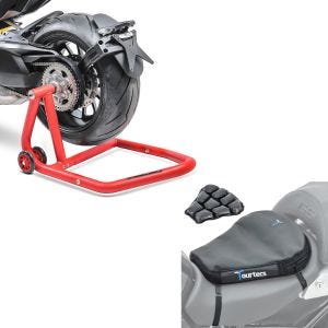 Set: Einarmständer KTM 1290 Super Duke / R 14-21 Montageständer Single-One + Luftkissen Air Deluxe M Komfort Sitzkissen in schwarz_1