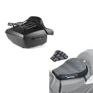Set: Topcase King NHM für Harley Softail / Sport Glide schwarz + Luftkissen Air Deluxe M Komfort Sitzkissen in schwarz_1