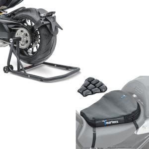 Set: Einarmständer KTM 1290 Super Duke / R 14-21 Montageständer Single + Luftkissen Air Deluxe M Komfort Sitzkissen in schwarz_1
