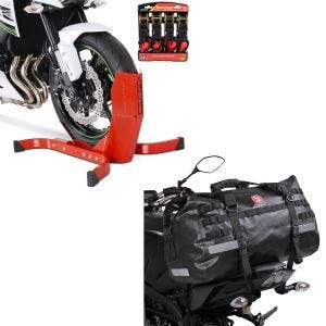 Set: Easy Plus rot - Motorradwippe inklusive 4-fach Spanngurt-Set + Hecktasche Drybag XB50 Wasserdicht Volumen 50l_1