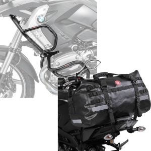 Set: Pare carter Set L2 compatible avec BMW R 1200 GS 08-12 haut et bas crashbar + Sacoche de selle Moto arrière XB50 Dry Bag Etanche Volume 50l
