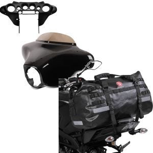 Set: Batwing Verkleidung Komplettset für Harley Touring 1996-2013 + Hecktasche Drybag XB50 Wasserdicht Volumen 50l_1
