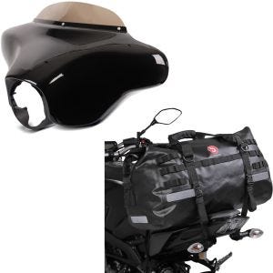 Set: Batwing Verkleidung mit Windschutzscheibe für Harley Touring 96-13 + Hecktasche Drybag XB50 Wasserdicht Volumen 50l_1