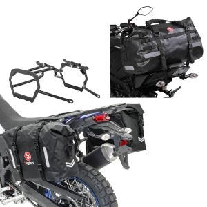 Set: Satteltaschen Set WP8 passend für Yamaha Tenere 700 19-24 mit Kofferträger + Hecktasche Drybag XB50 Wasserdicht Volumen 50l