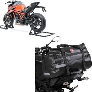 Set: Einarm Montageständer Set für KTM 1290 Super Duke/ R 14-21 + Hecktasche Drybag XB50 Wasserdicht Volumen 50l_1