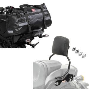 Set: Sissybar für Harley Fat Bob / 114 18-21 R1 mit Docking Kit schwarz + Hecktasche Drybag XB50 Wasserdicht Volumen 50l_1