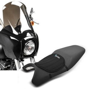 Set: Lampenmaske MG5 für Harley Dyna Street Bob 06-17 Lampen Verkleidung + Gel Sitzkissen Neopren M Gelkissen Sitzauflage in schwarz_1