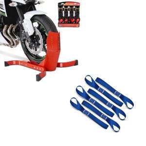 Set: Easy Plus rot - Motorradwippe inklusive 4-fach Spanngurt-Set + Zurrschlaufen für Spanngurte, 6er Mega Pack Blau_1