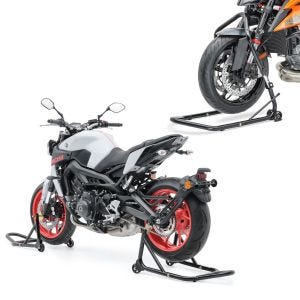 Set: Montageständer Set vorne hinten ST4 Motorradständer Schwarz + Lenkkopfständer Vario 5 PIN Lenkkopf Montageständer_1