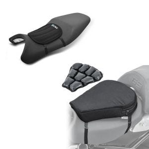 Set: Luftkissen Air M Komfort Sitzkissen in schwarz + Gel Sitzkissen Neopren S Gelkissen Sitzauflage in schwarz