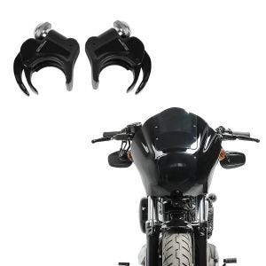 Set : Lampenmaske MG8 passend für Dyna Street Bob 06-17 Lampen Verkleidung Craftride + Windschild Kla mmern 49 mm passend für - 05-20 Windschutzscheiben schwarz