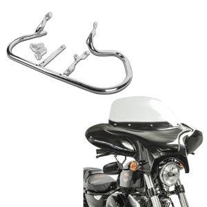 Set: Batwing Verkleidung für Harley V-Rod mit Windschild schwarz + Sturzbügel für Harley V-Rod 02-10 chrom_1