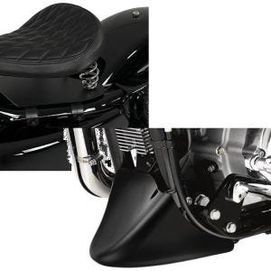 Set: Solo Federsattel mit Grundplatte Craftride SG11 schwarz + Bugspoiler Motorrad Craftride passend für Harley Davidson Sportster 04-20 in schwarz