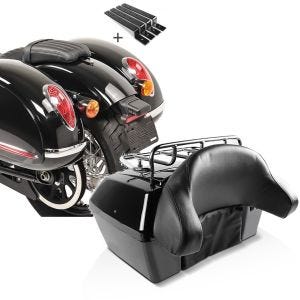 Set: Seitenkoffer Set Alabama 33Ltr inkl Haltesatz Hartschalenkoffer + Topcase passend für Kawasaki VN 900 Classic Missouri 43Ltr abschließbar