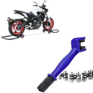 Set: Montageständer Set Falcone Motorradständer vorne und hinten + Reinigungsbürste Motorradkette blau_1