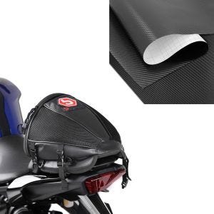 Set: Hecktasche Race passend für Soziussitz in schwarz + Wrapping Klebefolie Carbonfolie 75x100cm Carbon-Look 3D in schwarz