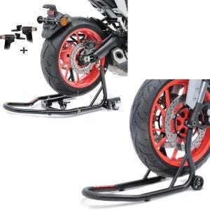 Set: Rangierhilfe Montageständer Hinterrad Mover 2 universal schwarz + Montageständer Vorderrad Fork Motorradständer mit Dornaufnahme matt_1
