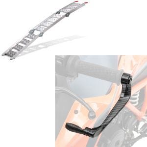 Set: Auffahrrampe bis 270 kg Alu-III dreifach klappbar + Hebelschützer Lever Guard Bremshebel Kupplung Hebelschutz X6 Schwarz_1